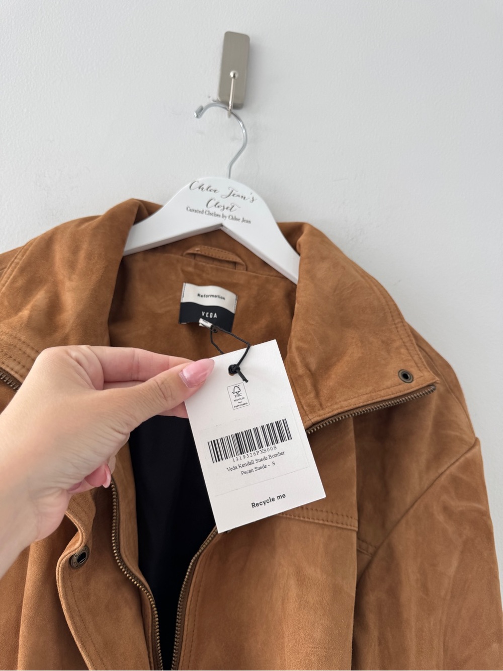 REFORMATION Veda Kendall Suede Jacket in Peacan S - Picture 7 of 7